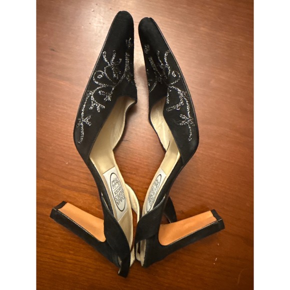 Emma Hope's Shoes heels women's EU 38 US 7.5 - 8 black embellished silver sling - Picture 7 of 10